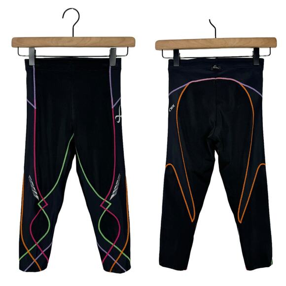 CW-X | Black Rainbow 3/4 Length Stabilyx UPF 50+ Cropped Compression Leggings - Picture 2 of 8